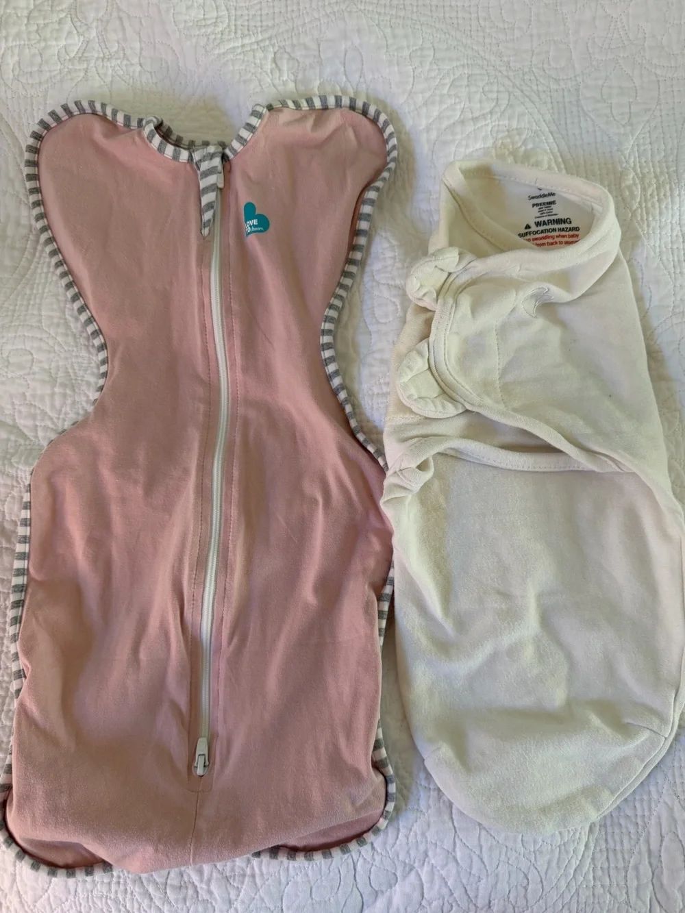 Halo - pink Love to Dream sleep sack & Swaddle Me tiny swaddle sleep sack